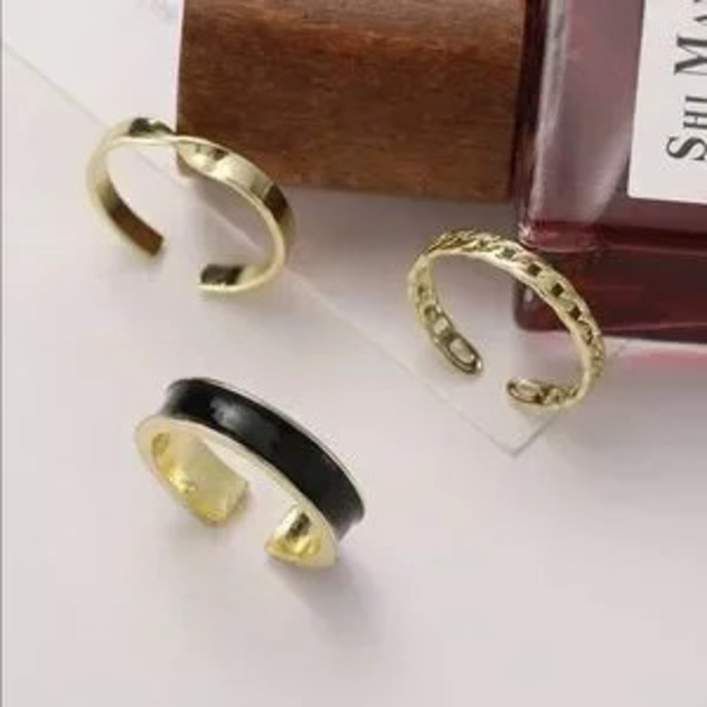 Gold 3pc Chain Ring Set